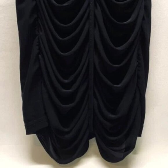 Privy Off Shoulder Shirring Mesh Dress Women's Large Black Cocktail Bodycon NWT - Picture 4 of 9